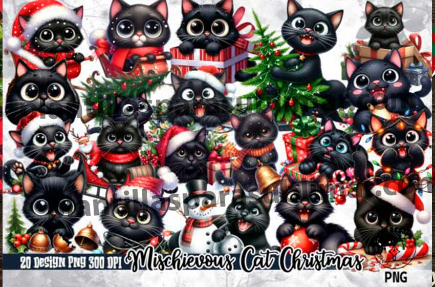 Gato-negro-navideño-Navidad-PNG