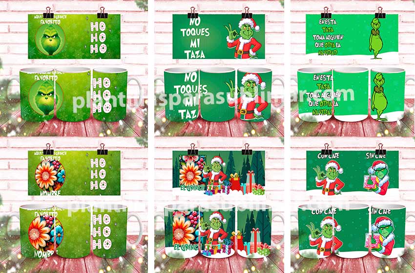 Plantillas-NAVIDAD-Grinch-Tazas-PACK