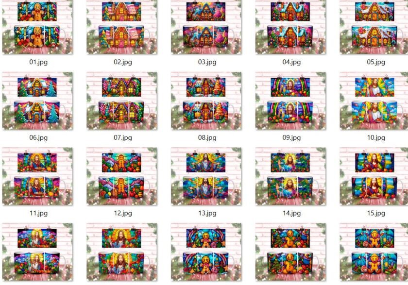 Tazas Navidad 3D Efecto Vitral Plantillas Taza