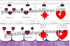 Plantilla taza Cara Rompecabezas San VALENTIN