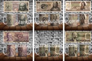Billetes antiguos Mexicanos Taza Plantilla