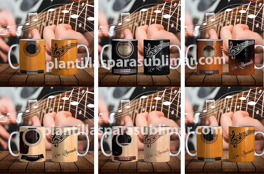 Plantillas Guitarra Taza Sublimar