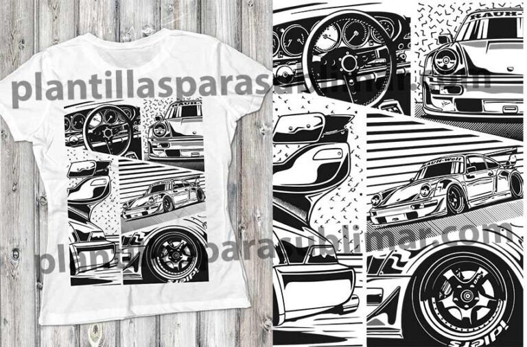 Porsche Historieta Comic Vector – Plantillas para sublimar