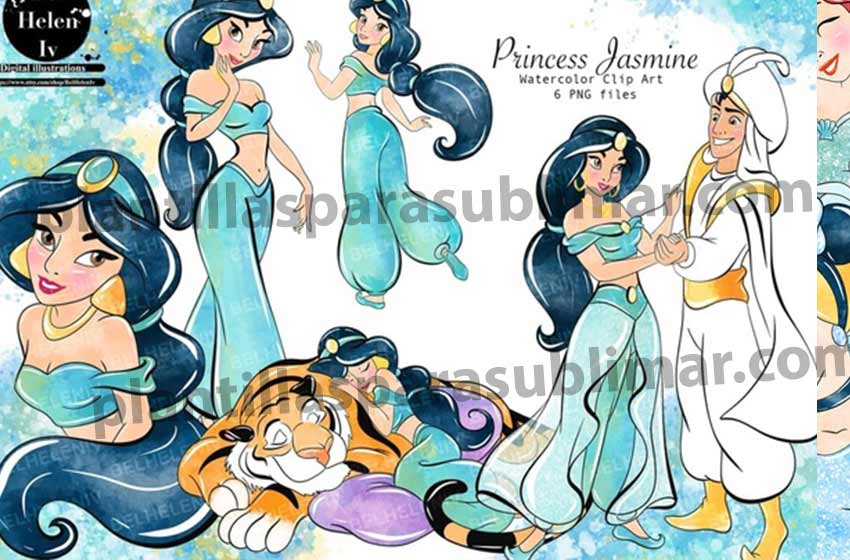 princesa-jasmine-Clipart-Acuarela-png