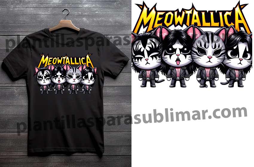 Metallica Gatos Meowtallica DTF Sublimar