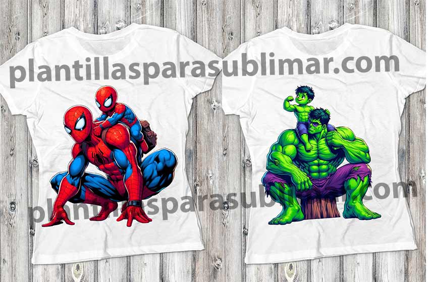 Padre-e-hijo-Spiderman-Hulk-Plantilla