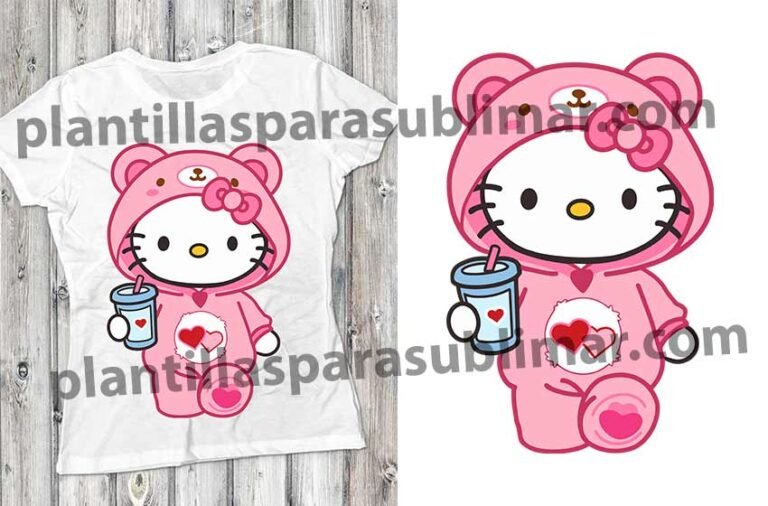 Traje rosa Kitty Oso Vector – Plantillas para sublimar