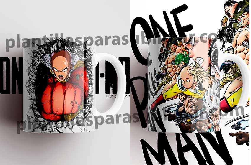 one punch man plantilla taza