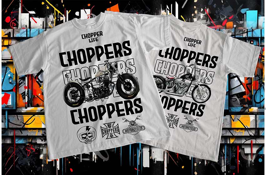 Motos Choopers Plantilla DTF