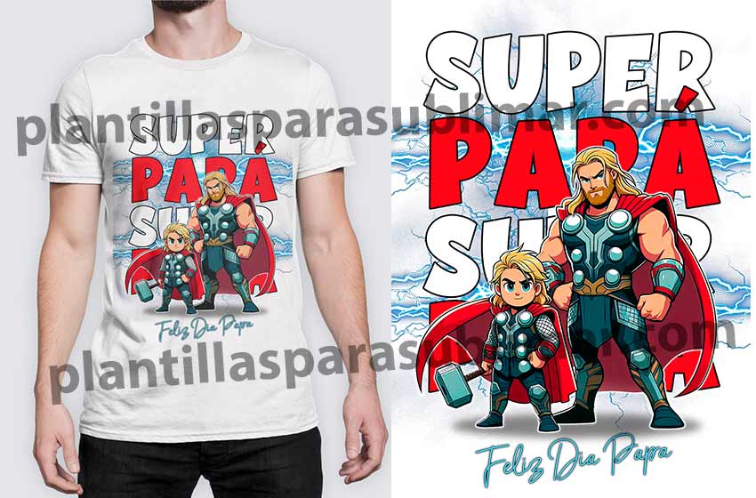 Thor padre e hijo Playera Superheroes