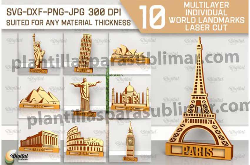 monumentos Turisticos mundiales Corte laser
