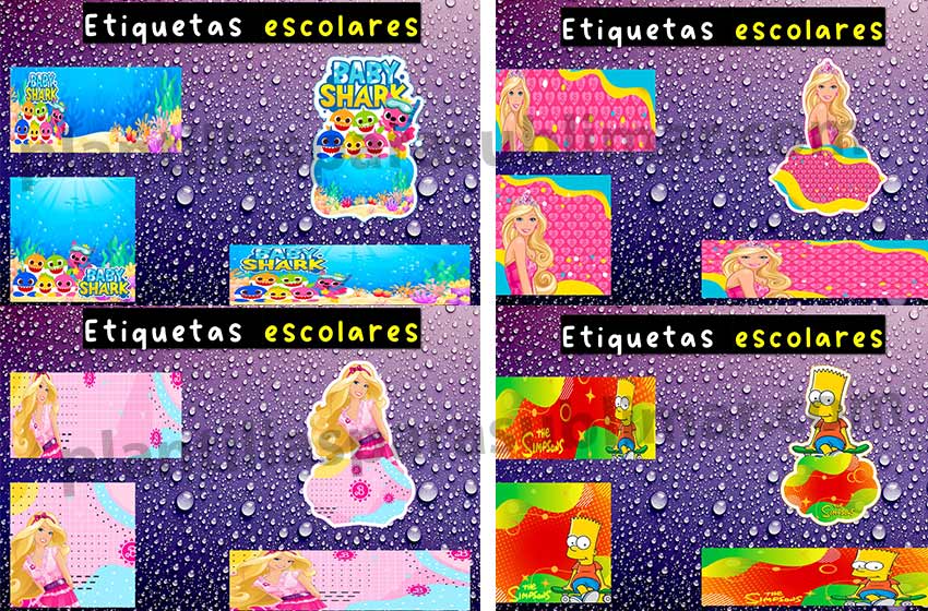 Etiquetas escolar imprimible Barbie Bart