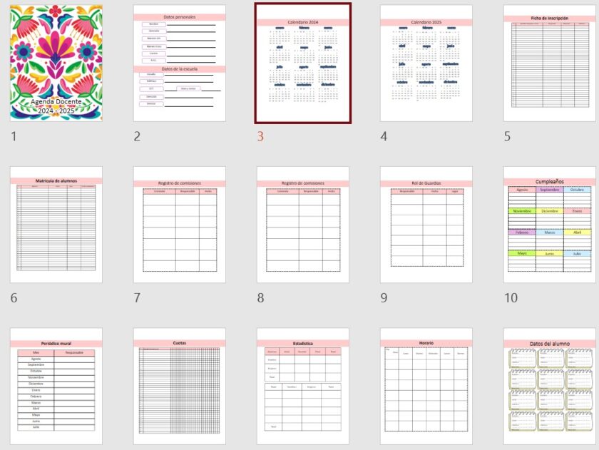 Agenda docente editable powerpoint