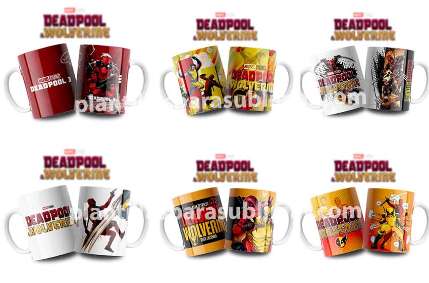 Deadpool Wolverine plantilla taza