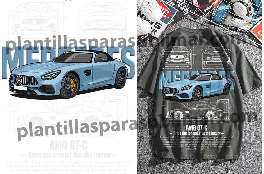 Mercedes AMG GT-C DTF PNG Plantilla