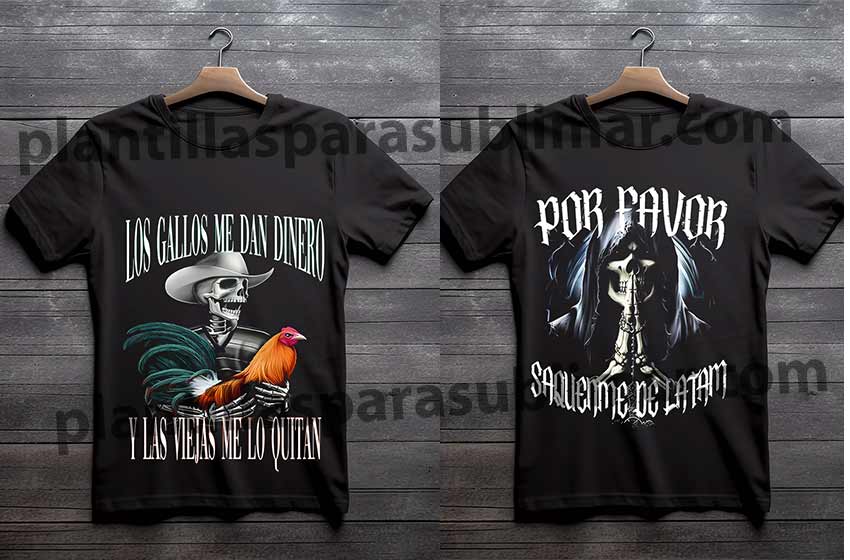 Playera Dtf Calaca Calavera Semitono Frase