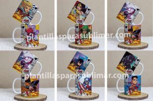 Popart-chibi-Marvel-DC-Comic-Plantilla-taza