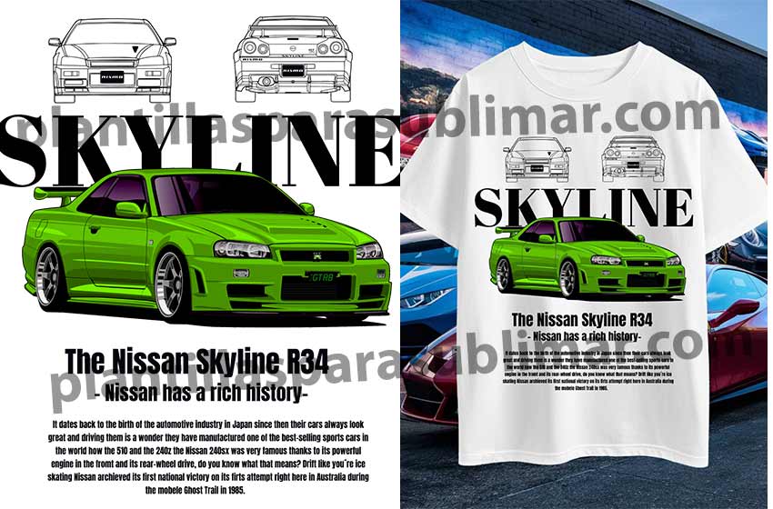 Skyline R34 Nissan Verde Playera