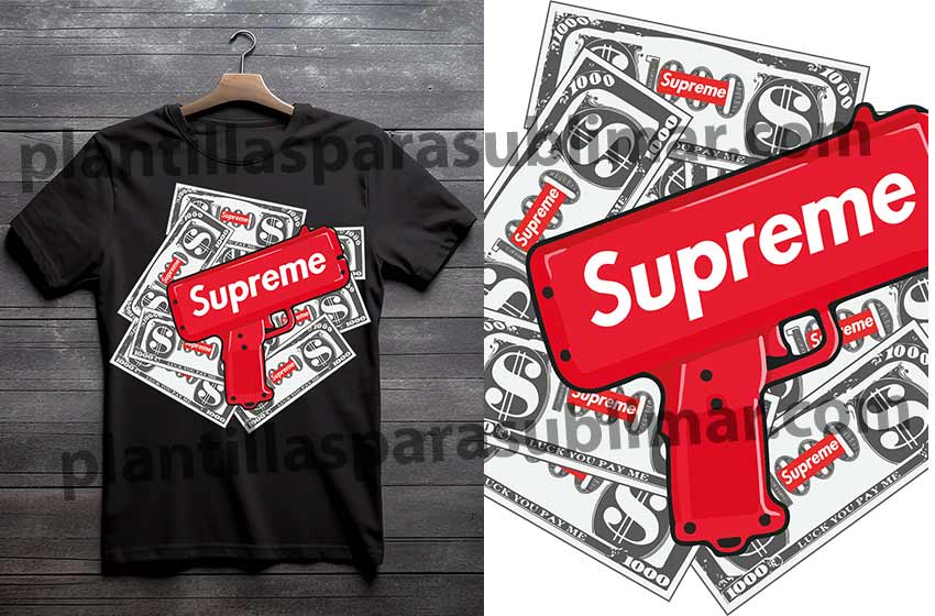 Supreme-dolar-pistola-vector