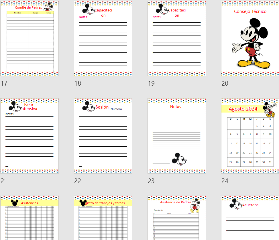 Agenda docente mickey editable powerpoint