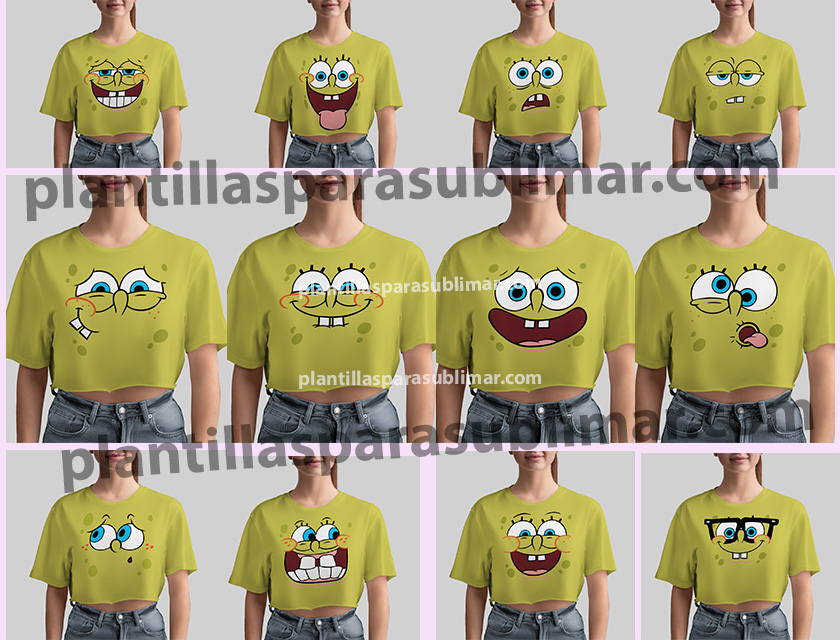 Caras-bob-esponja-Playera-Vector-Sublimar-DTF