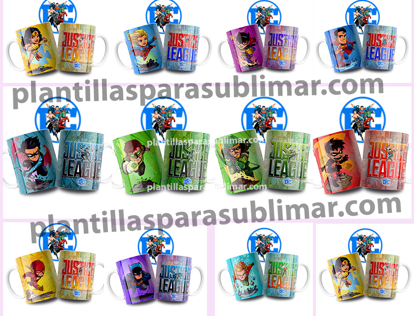 Liga-de-la-justicia-Chibi-Plantilla-taza