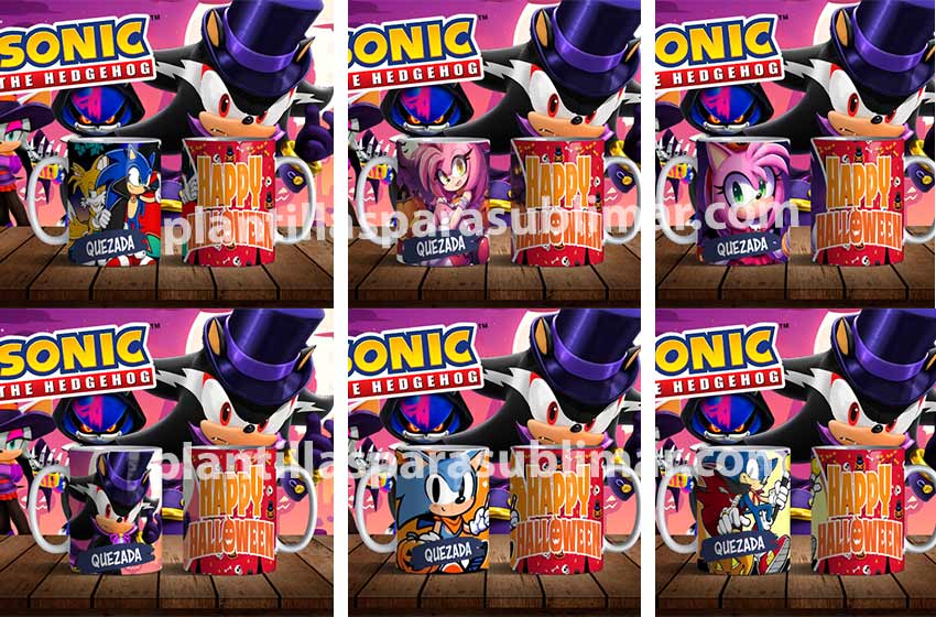 sonic halloween plantilla taza