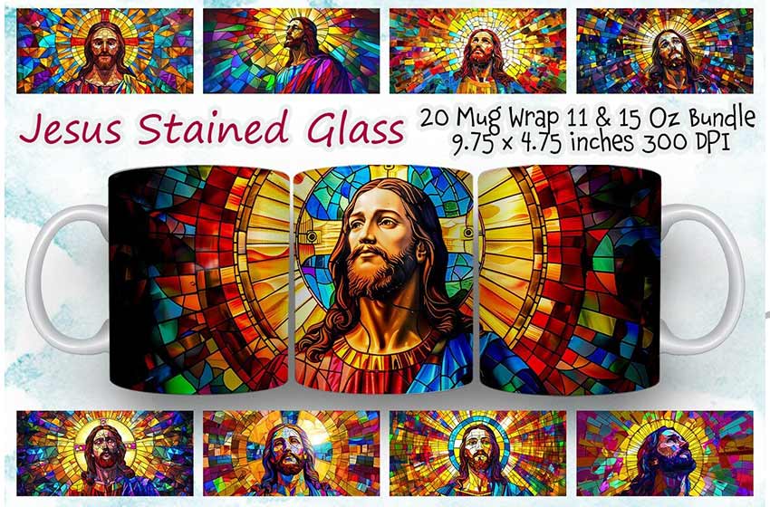 jesus efecto vitral taza 11 oz 15oz