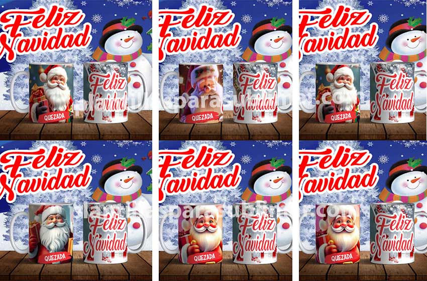 Feliz-Navidad-Santa-Claus-Taza-Plantilla