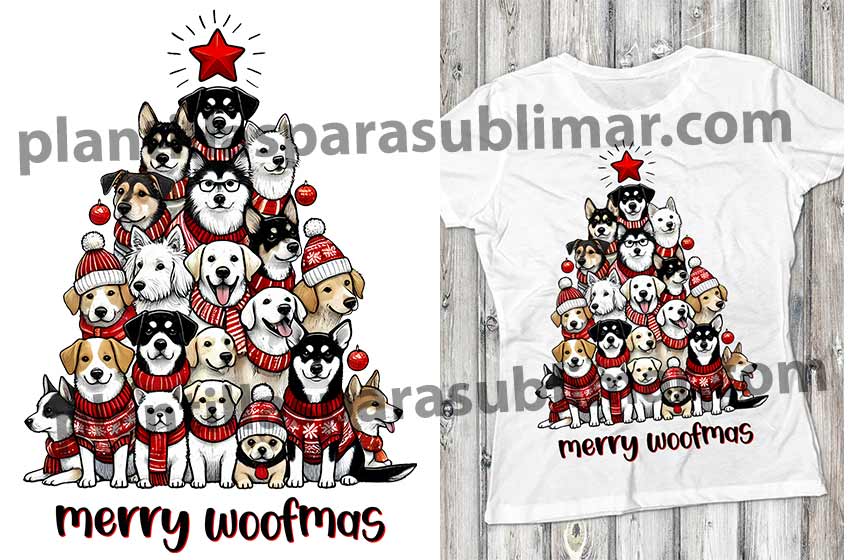 Merry woofmas Perronas Arbol Navidad