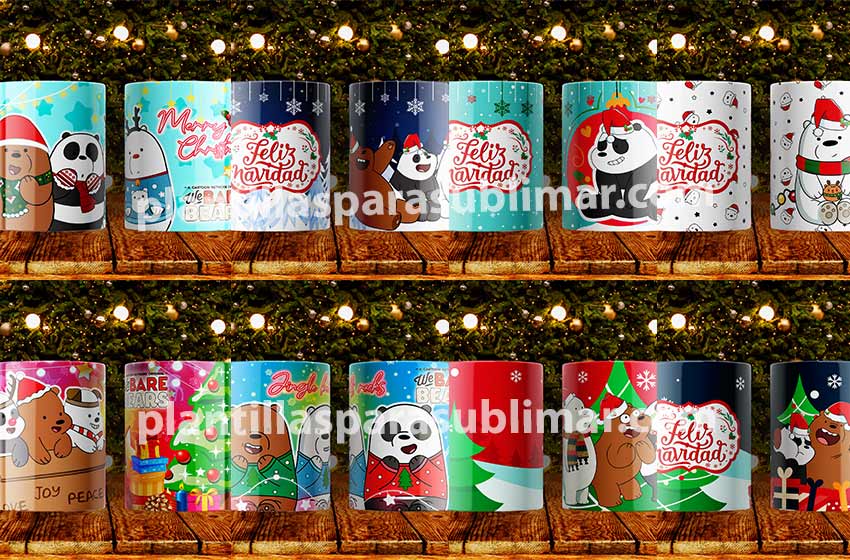 Osos-escandalosos-Navidad-Plantilla-taza