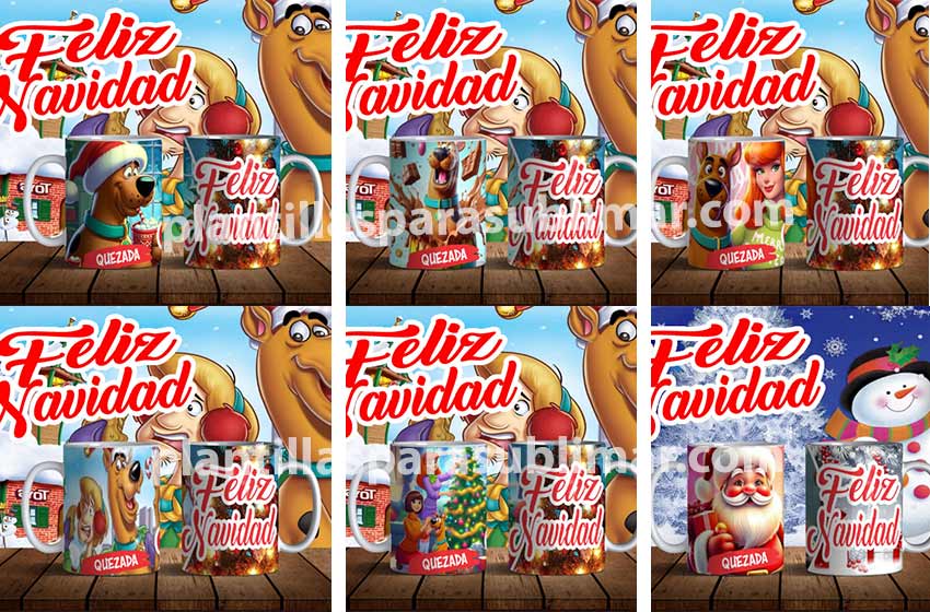 SCOOBY DOO plantillas feliz navidad taza