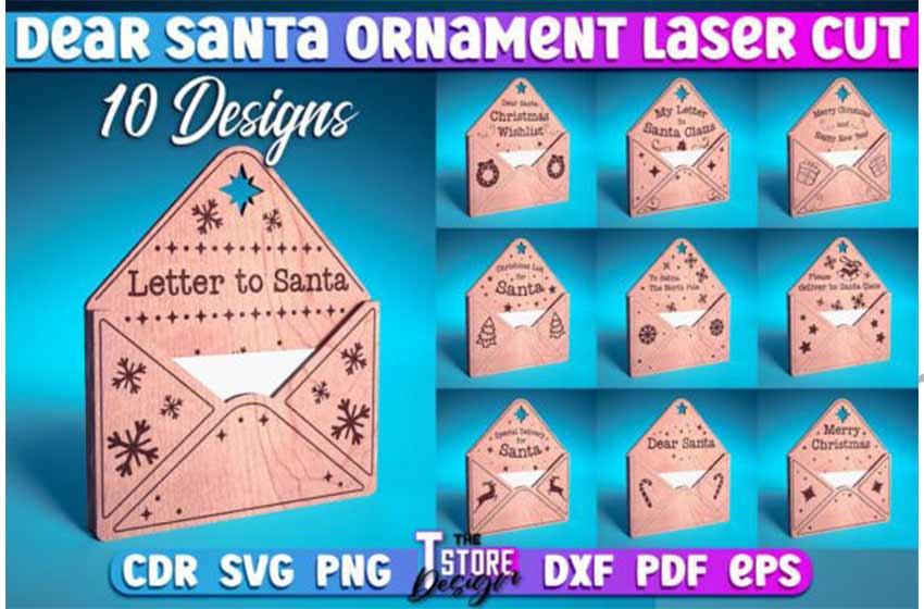 Sobre cartas Santa Navidad Corte laser