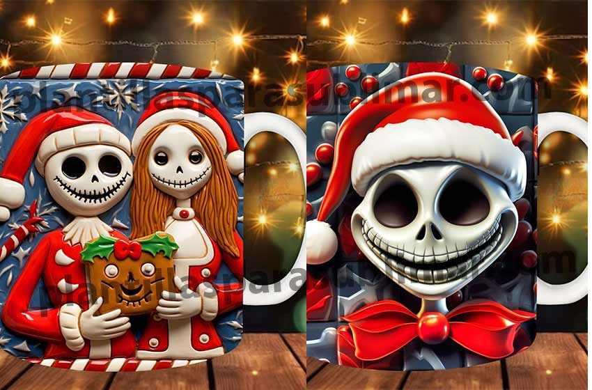 Jack skeleton Navidad Efecto 3d taza