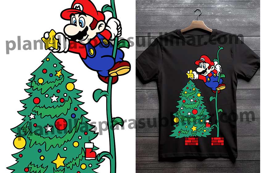 Mario-arbol-navidad-Vector