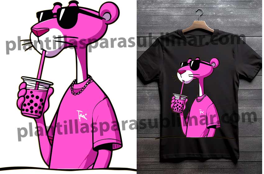 pantera-rosa-cool-bebida-vector