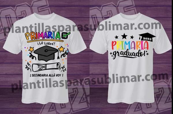 primaria graduado vector playera – Plantillas para sublimar