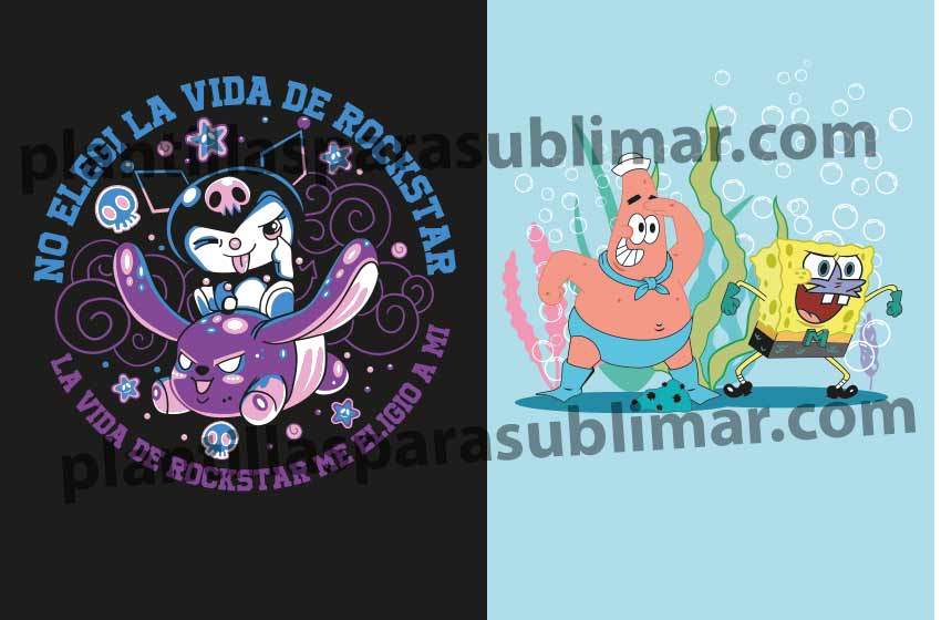 kuromi-bob-esponja-patricio-vector