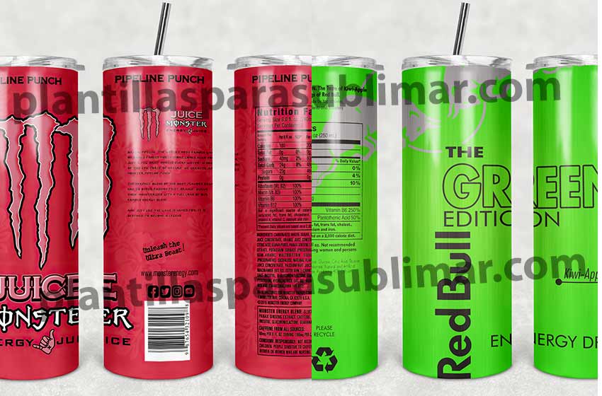 monster juice red bull green tumbler template