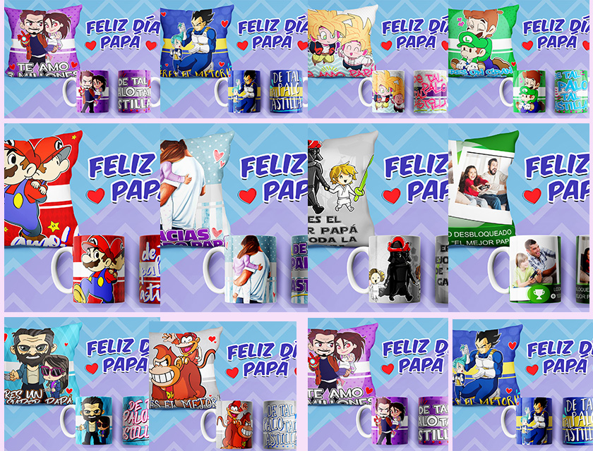 dia-delpadre-cojin-taza-personajes-plantilla