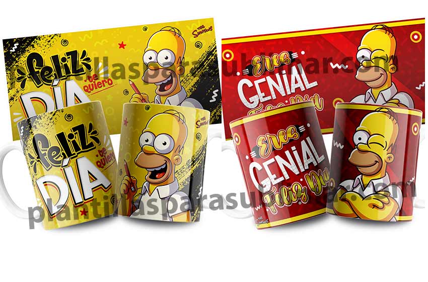 homero dia del padre taza plantilla