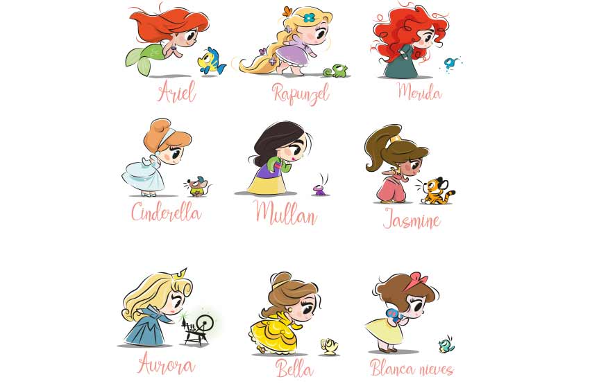 princesas-chibi-pequenas-vector