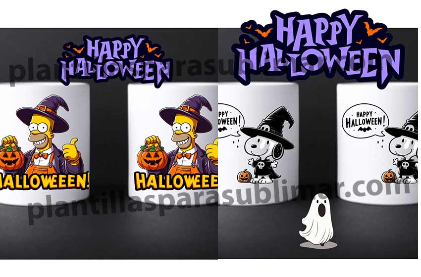 halloween-homero-snoopy-tazas