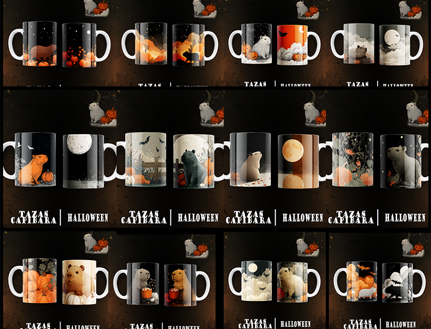 Capibara-Halloween-plantillas-tazas