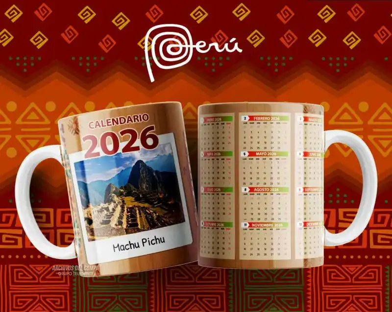 12 plantillas calendarios 2026 peru tazas