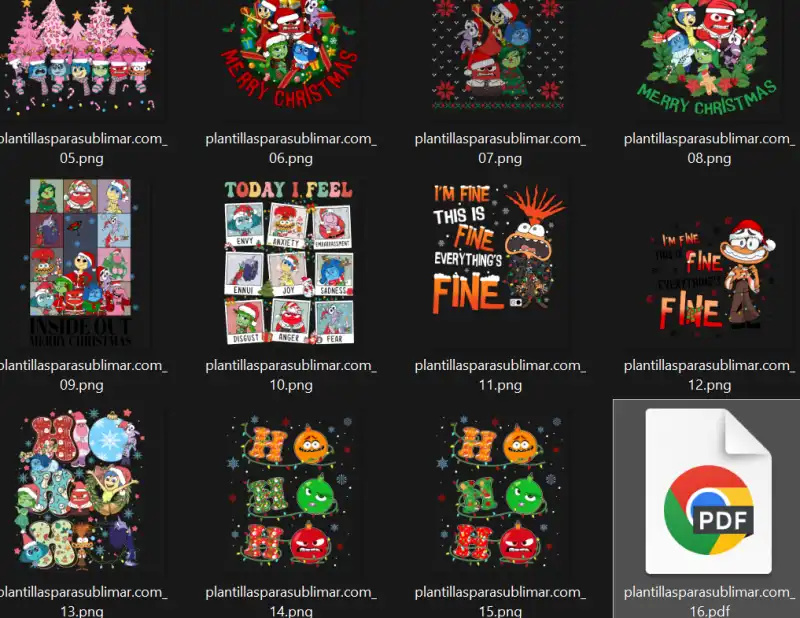 16 diseños png Intensamente navideños playeras