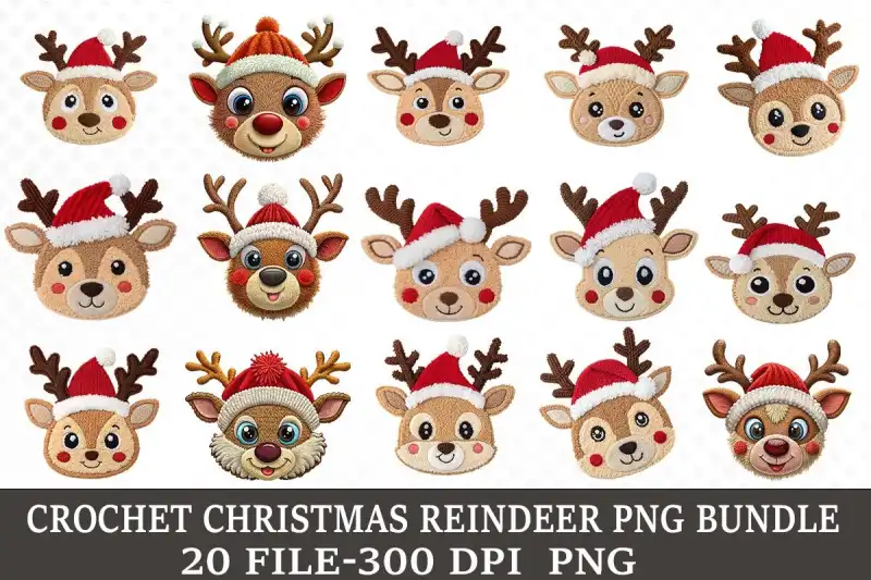 20 diseños caras de renos tejido crochet