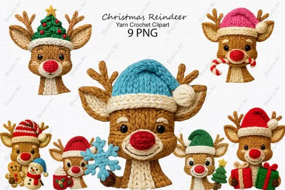 9 Renos Estilo tejido crochet png