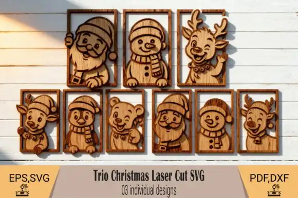 Adornos personajes navideños corte laser Marcos