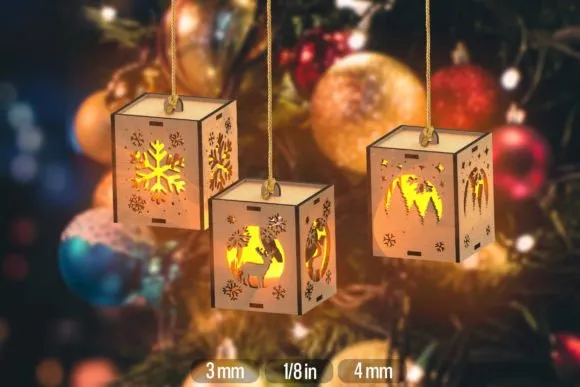 cajas colgantes navideñas corte laser